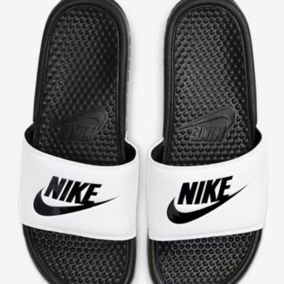 NEW Nike Benassi JDI Men\'s Size 343880-100 Black/White Slides Sandals SIZE 10 main image 5